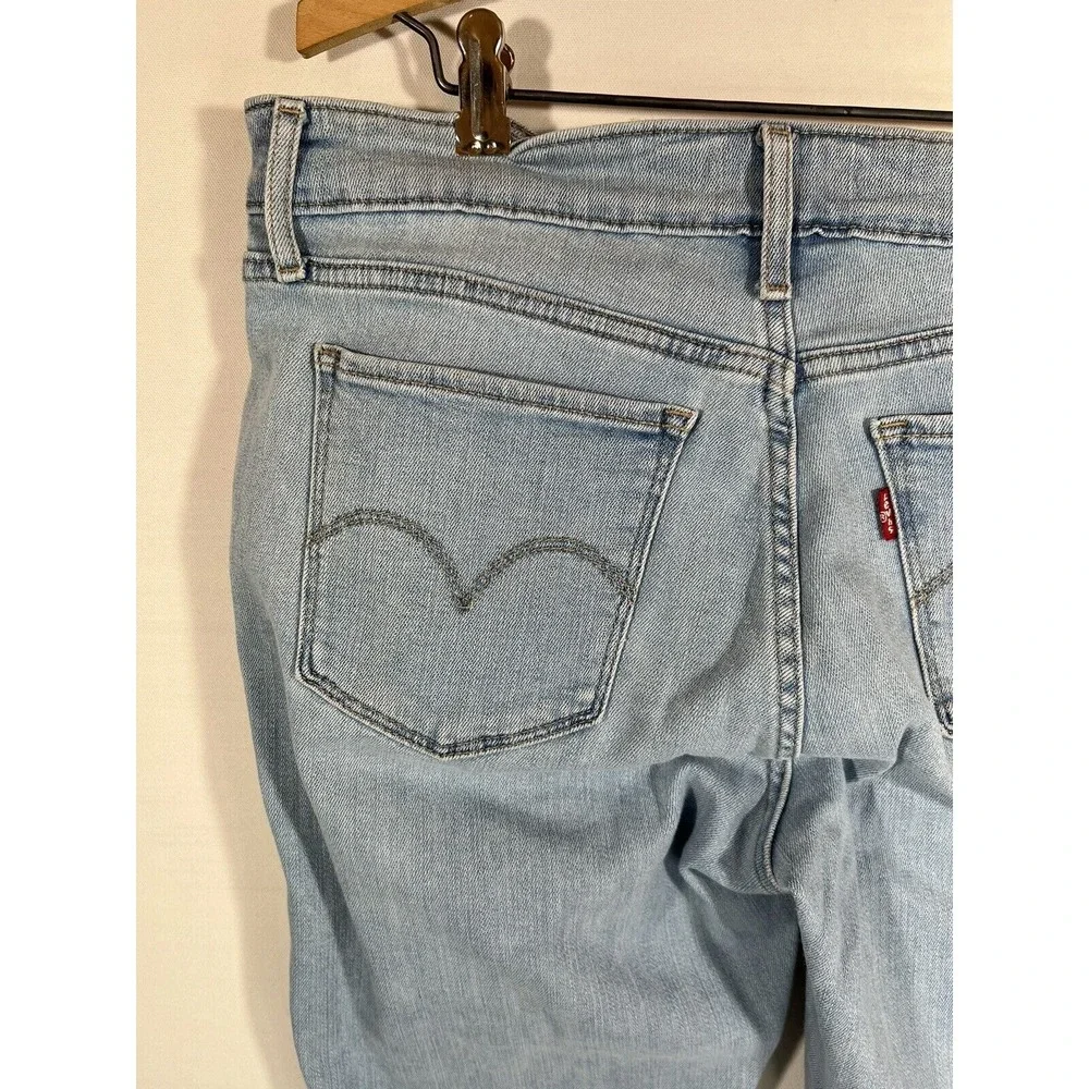Levis 711 Skinny‎ Jeans Womens 31 Faded Light Blue Denim Red Tab